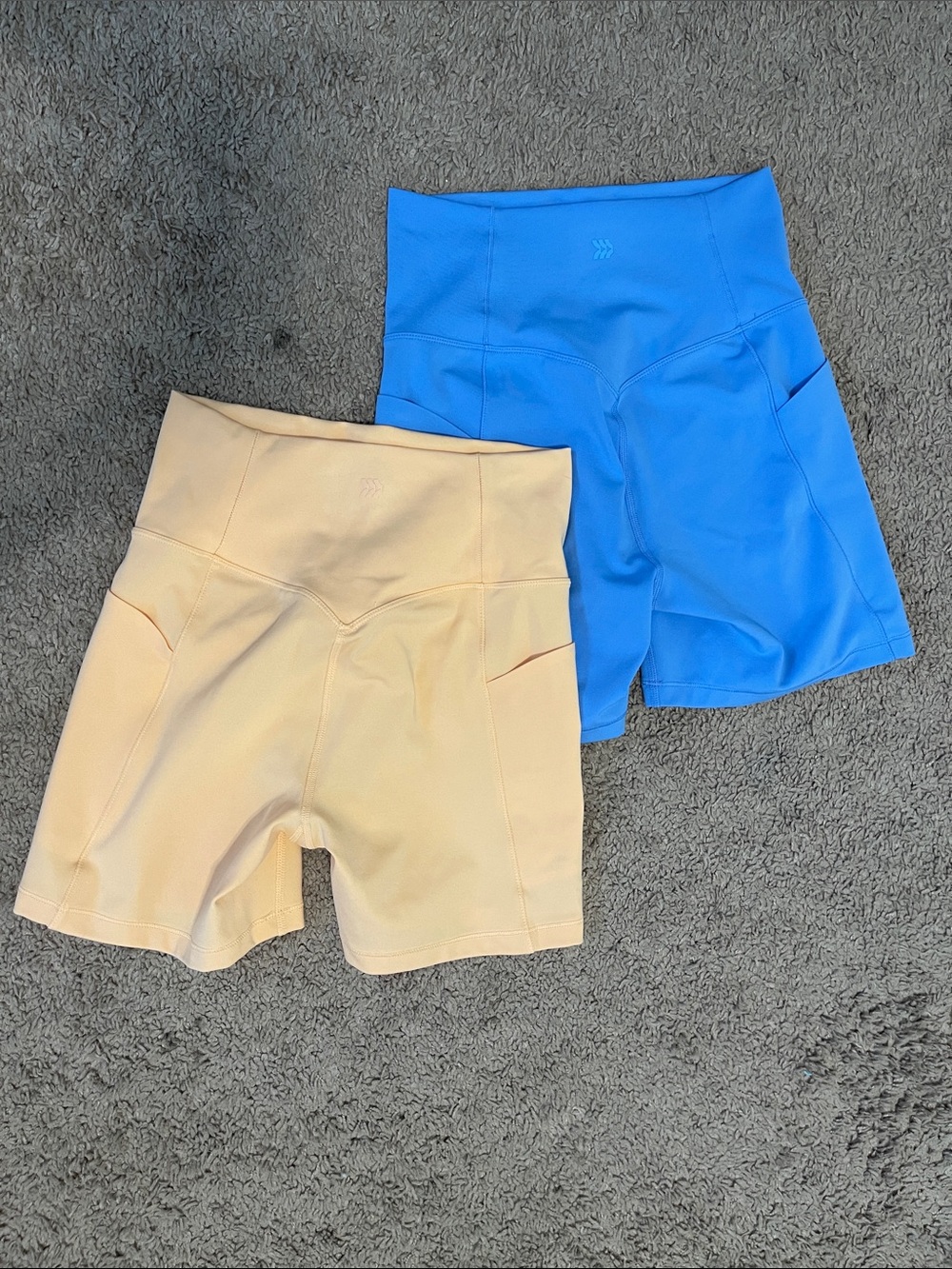 all in motion High-Waist Bike Shorts — Blue & Peach